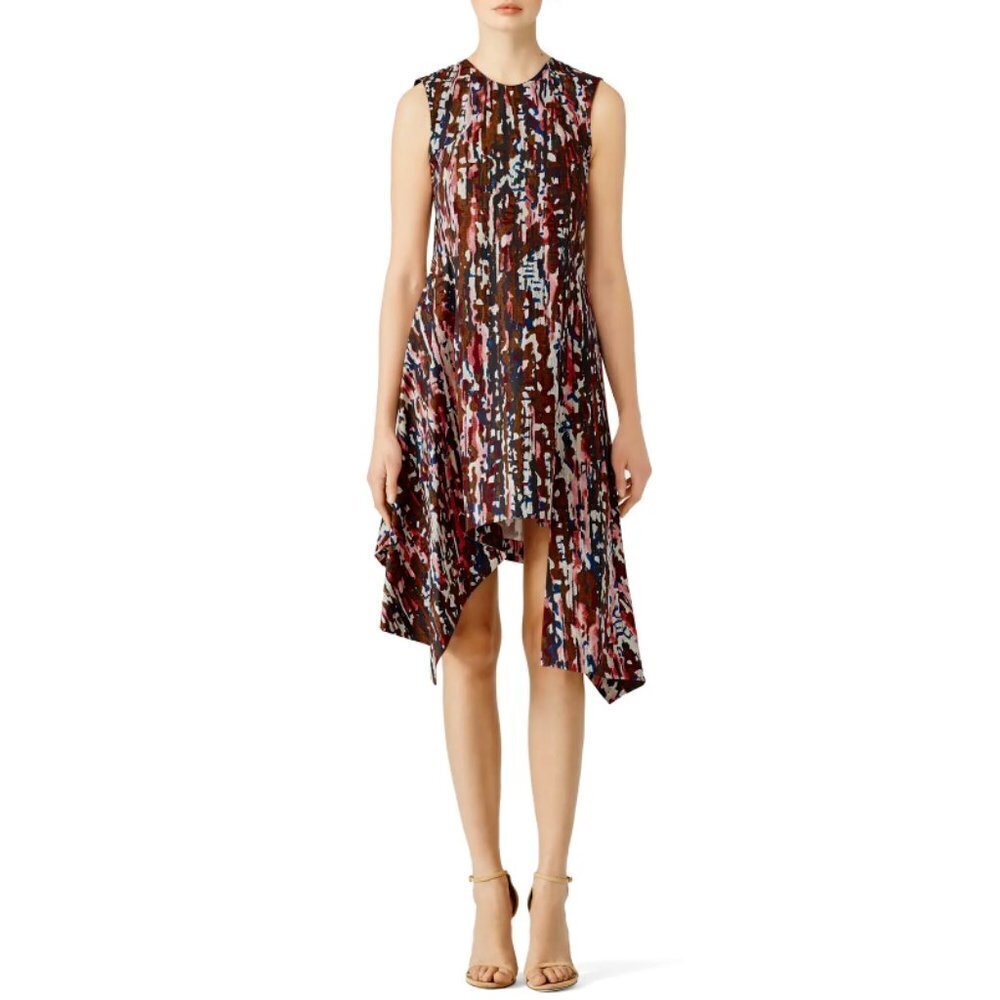 MARNI Pink Clematis Print Cotton Asymmetrical Dress Size 36 Lagenlook Artsy